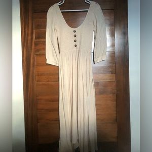 Flowy Button 3/4 Sleeve Dress
